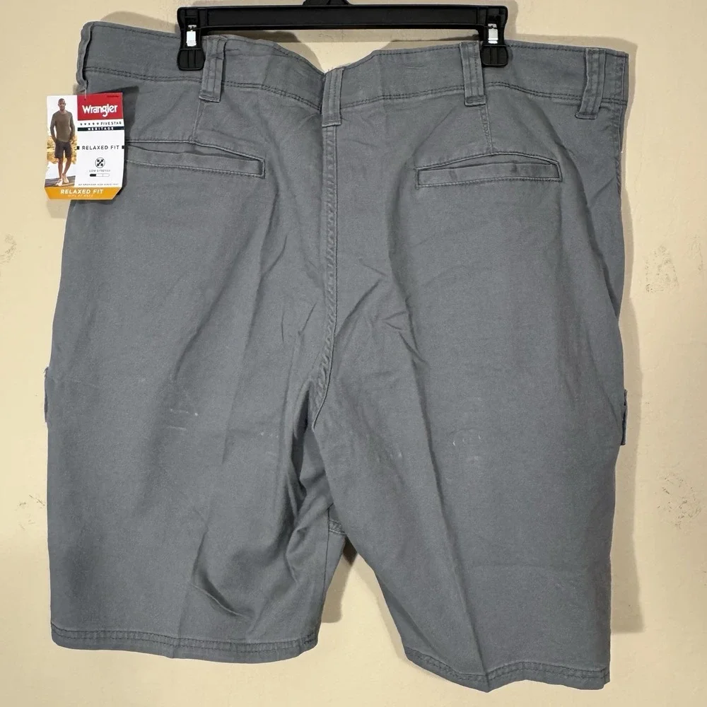 Wrangler Cargo Shorts Men 40 Relaxed Fit Cotton Gray Outdoors Trail Casual‎ NEW